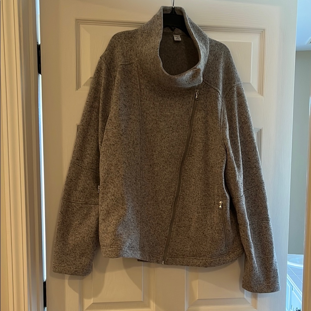 Old Navy Active Gray Asymmetrical Zip Cowl Neck Jacket